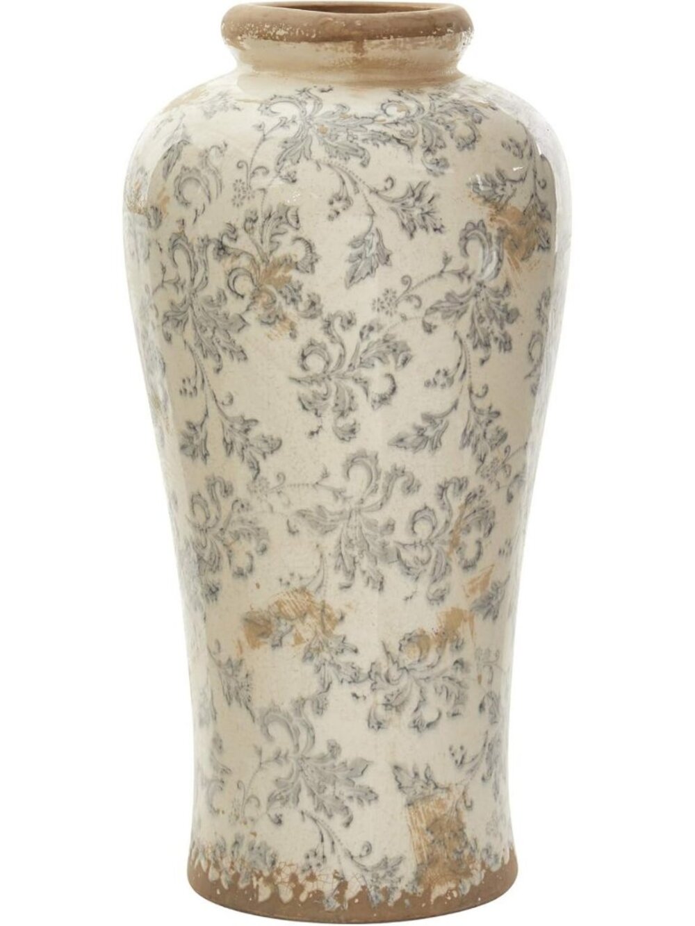 Elegant 16" Tuscan Ceramic Floral Scroll Urn Vase for Home Decor & Gifts